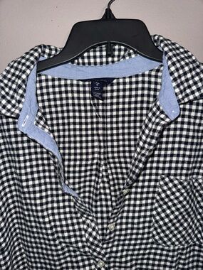 Lands' End Black & White Gingham Button-Front Jacket